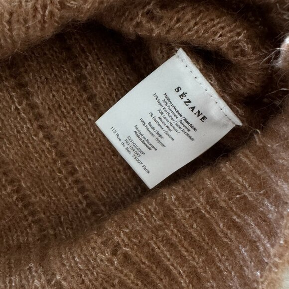 sezane brown wool and mohair blended cardigan - Picture 3 of 3